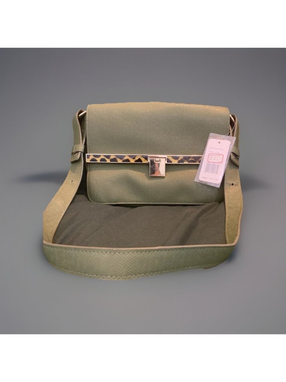 Ivanka Trump Kristin Flap Crossbody Bag Olive Green Tortoise Shell NWT $175